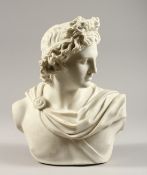 A PARIAN BUST OF APOLLO by C. Delpech Signed 11ins high
