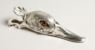 A SILVER PLATE DUCK PAPER CLIP 5ins long