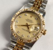 A ROLEX OYSTER PERPETUAL TWO COLOUR WRIST WATCH. No.455, Circa.1987, with box.
