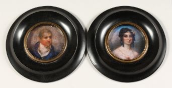 A PAIR OF FRAMED CIRCULAR MINIATURES