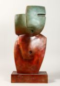 AN ABSTRACT BRONZE SCULPTURE. 25 ins tall