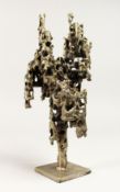 A MODERN ABSTRACT BRONZE CANDLESTICK 13ins high