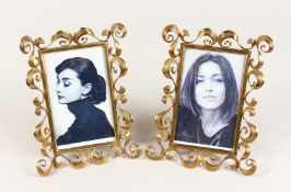 A PAIR OF GILT METAL AUSTRIAN PICTURE FRAMES 9.5ins high