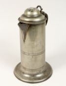 A SCOTTISH PEWTER LIDDED TANKARD 10.5ins high.