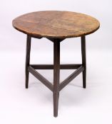 AN 18TH CENTURY OAK CIRCULAR TOP CRICKET TABLE 2ft 6ins diameter.