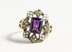 A 9CT GOLD SUFFRAGETTE STYLE RING