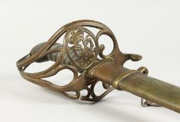 A GOOD GEORGE IV NAVAL SWORD with shagreen handle, plain blade and brown sheath.