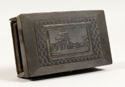 A GOOD SMALL 19TH CENTURY BAKELITE CASED TRAVELLING MUSICAL BOX 4.5ins long, 2.5ins deep 1.5ins