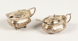 TWO SILVER MUSTARD POTS