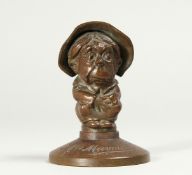 MRS MAYMORE, BRONZE BUST, stamped, May & Padmore Ltd, Xmas 1925. 3.5ins long