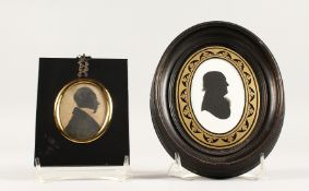 A MIERS OVAL SILHOUETTE PORTRAIT Label on reverse 3.5 x 2.5 and an oval of a man (2).