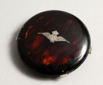 AN RAF SILVER AND TORTOISESHELL COMPACT.
