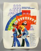 FOUR UNFRAMED RUSSIAN POSTERS.