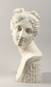 AFTER THE ANTIQUE A plaster bust of a young lady 17ins high