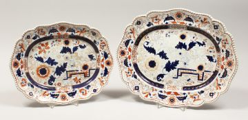 TWO STONE CHINA, JAPAN PATTERN MEAT DISHES. 15ins &13ins.