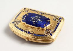 A SUPER 14CT BLUE ENAMEL COMPACT-WATCH by F.C. MONNIER & FILS, GENEVA. ECHAPPEMENT. A CYLINDRE