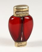 A SAMSON, MORDEN & CO. RUBY, DOUBLE ENDED SCENT BOTTLE London 1881 3.5ins long