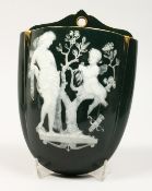 A GOOD PATE SUR PATE WALL POCKET with classical figures. No.5633. 8.75ins long