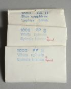 THREE PACKETS OF BLUE SAPPHIRES AND WHITE SPINELS STONES