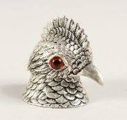 A SILVER PLATED COCKATOO INKWELL