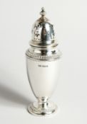 AN URN SHAPE SILVER SUGAR SIFTER Sheffield 1938, maker, Mappin and Webb. 18.5cm tall - 164g