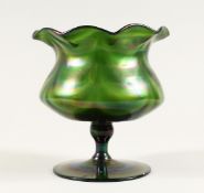 A GOOD LOETZ CIRCULAR PEDESTAL BOWL with woven rim on a circular pedestal. 7ins high.