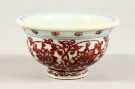 A SMALL CHINESE RED DON CIRCULAR BOWL