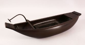 A GOOD JAPANESE MEIJI PERIOD BRONZE BOAT FORMED IKEBANA PLANTER, the vessel in the form of a boat