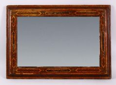 A LARGE 19TH CENTURY PERSIAN QAJAR KHATAMKARI MOSAIC INLAID WOODEN MIRROR, with calligraphy panels