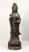 A LARGE BRONZE GUANYIN FIGURE, 36ins high.