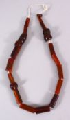 A SET OF 19TH / EARLY 20TH CENTURY CARVED HORN BEAD NECKLACE, Approx. 100cm open.