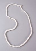 A GOOD SET OF CARVED WHITE JADE ROSARY BEADS, comprising 109 spherical carved beads, 92cm open