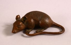 A JAPANESE BRONZE FIGURE OF A RAT, the underside with a mark, 9cm