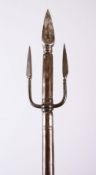 A FINE INDIAN STEEL TRIDENT SPEAR, 132cm.