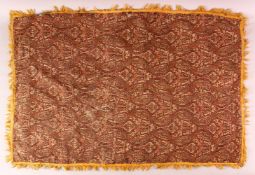 A 19TH CENTURY KASHMIR SHAWL FRAGMENT, with tassel borders, 87cm x 60cm