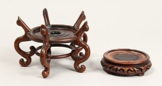 TWO CHINESE HARDWOOD STANDS.