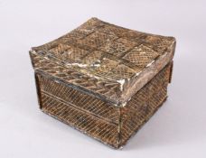 A 19TH CENTURY EGYPTIAN CARVED STONE LIDDED MEDICINE BOX, carved with four sections, and a keyed