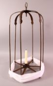 A LARGE SAFAVID STEEL CANDLE STICK LAMP, 59cm