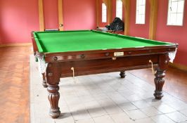 A FULL-SIZE BURROUGHS & WATTS BILLIARD TABLE. 12ft 6ins long x 6ft 6ins wide.