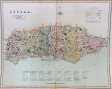 Henry Teasdale, early 19th century, a hand-coloured engraved map of Sussex, unframed, 16