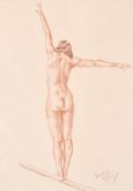 Franco Matania (1922-2006) Italian, A conte crayon study of a female nude, indistinctly signed,