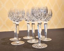 A SET OF SEVEN WATERFORD HOCK GLASSES.