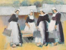 Michel Gleonec (b.1968) French, 'Le Marche', oil on canvas, signed, 10