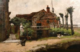 Henry John Yeend King (1855-1924) British, 'The Mill Pond', oil on board, signed, 15