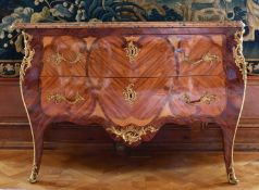 A VERY GOOD LOUIS XV KINGWOOD, TULIPWOOD AND SYCAMORE COMMODE, CIRCA. 1740-4750, in the manner of