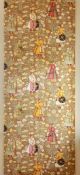 A GOOD PAIR OF PADDED SILKWORK PICTURES. 7ft 3ins long x 2ft 9ins wide.