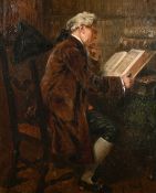 Nineteenth Century British School, A scene of a learned gentleman reading, oil on canvas, signed