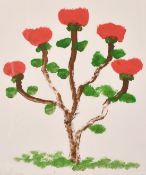 An Elephant drawing of blossoming foliage, mixed media, 22