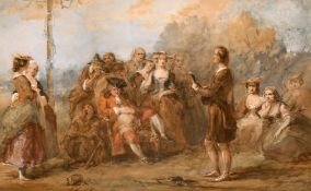 William Powell Frith (1819-1909) British, 'The Minstrel', a pencil and watercolour sketch, 22