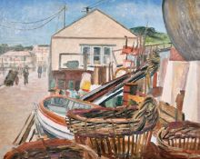 Marjorie Mort (1906-1988) British, 'Newlyn 1959', oil on board, signed, 16